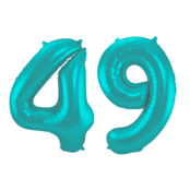 Folieballon 49 jaar metallic pastel aqua mat 86cm