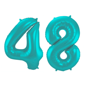 Folieballon 48 jaar metallic pastel aqua mat 86cm