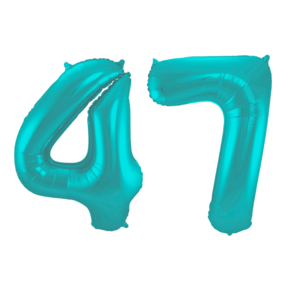 Folieballon 47 jaar metallic pastel aqua mat 86cm