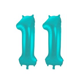 Folieballon 11 jaar metallic pastel aqua mat 86cm