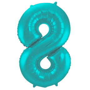 Folieballon 8 jaar metallic pastel aqua mat 86cm