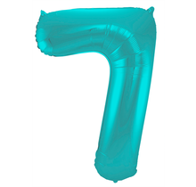 Folieballon 7 jaar metallic pastel aqua mat 86cm
