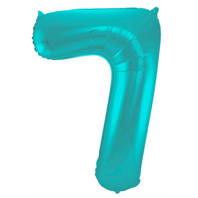 Folieballon 7 jaar metallic pastel aqua mat 86cm