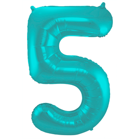 Folieballon 5 jaar metallic pastel aqua mat 86cm