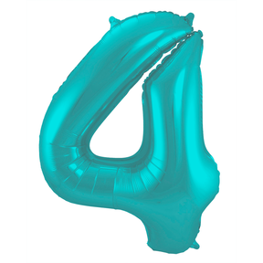 Folieballon 4 jaar metallic pastel aqua mat 86cm