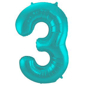 Folieballon 3 jaar metallic pastel aqua mat 86cm