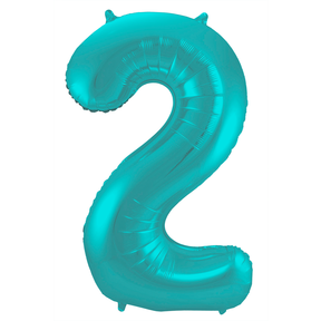 Folieballon 2 jaar metallic pastel aqua mat 86cm