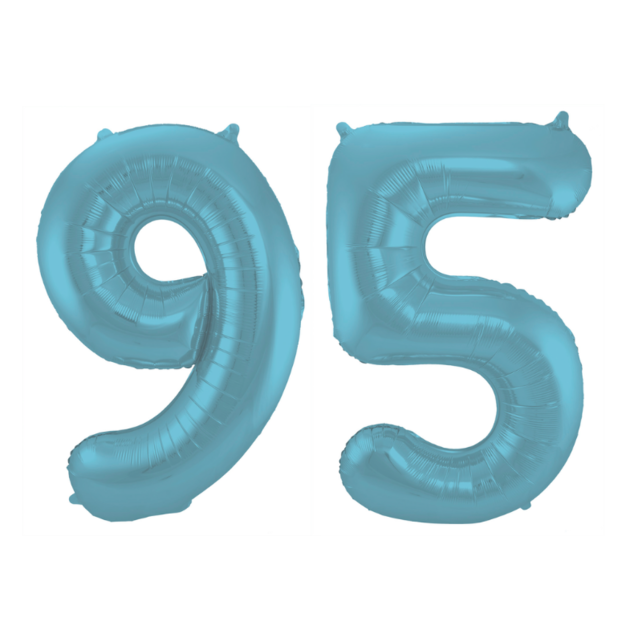 Folieballon 95 jaar metallic pastel blauw mat 86cm