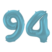 Folieballon 94 jaar metallic pastel blauw mat 86cm