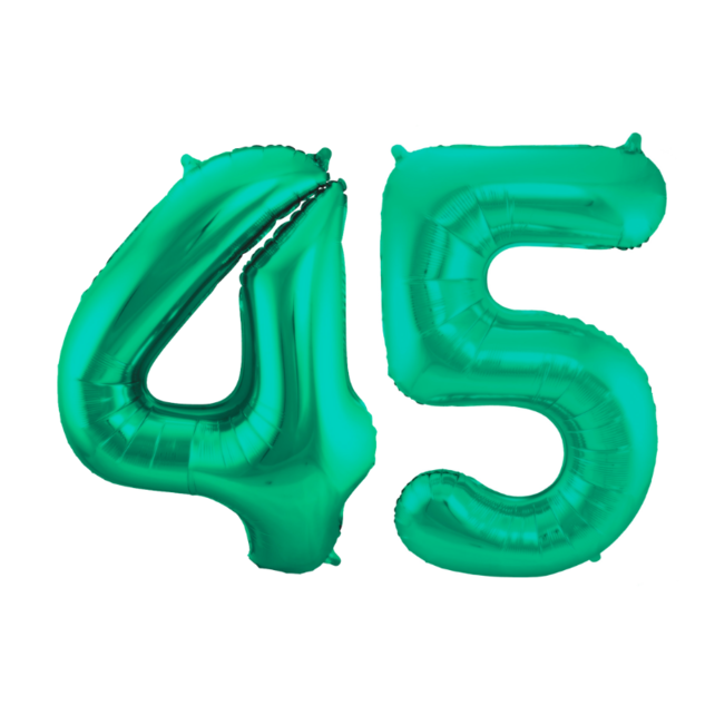 Folieballon 45 jaar metallic groen 86cm