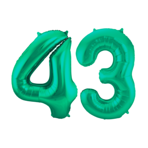 Folieballon 43 jaar metallic groen 86cm