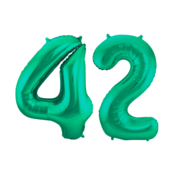 Folieballon 42 jaar metallic groen 86cm