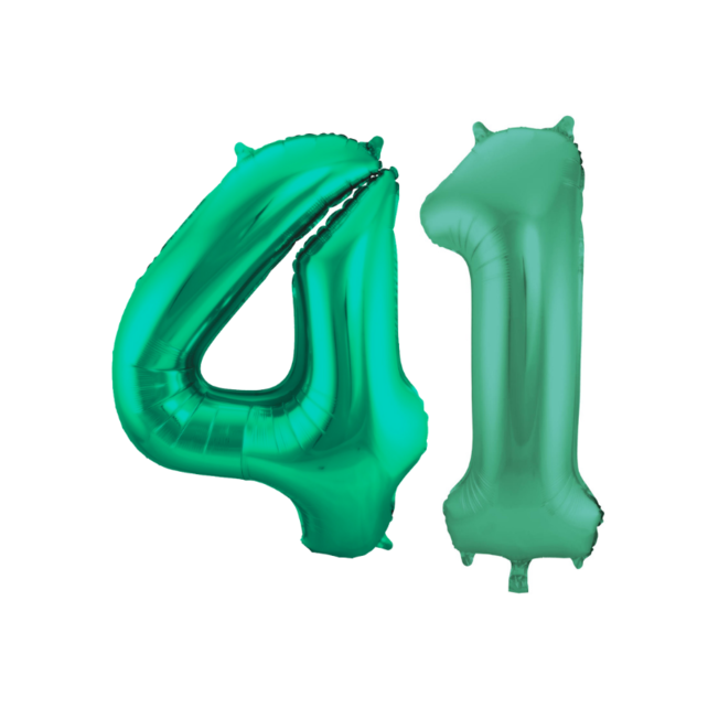 Folieballon 41 jaar metallic groen 86cm