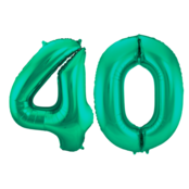 Folieballon 40 jaar metallic groen 86cm