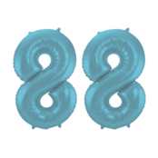 Folieballon 88 jaar metallic pastel blauw mat 86cm