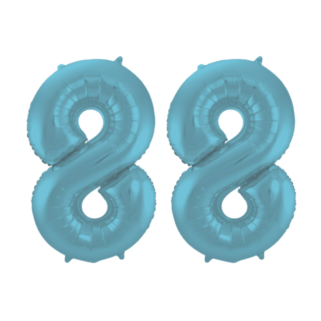 Folieballon 88 jaar metallic pastel blauw mat 86cm