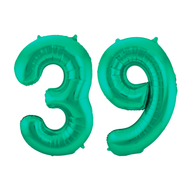 Folieballon 39 jaar metallic groen 86cm