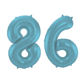 Folieballon 86 jaar metallic pastel blauw mat 86cm