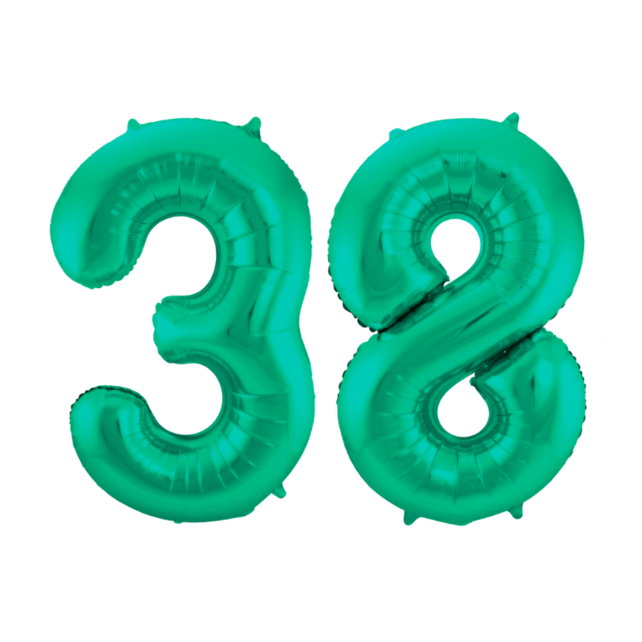 Folieballon 38 jaar metallic groen 86cm
