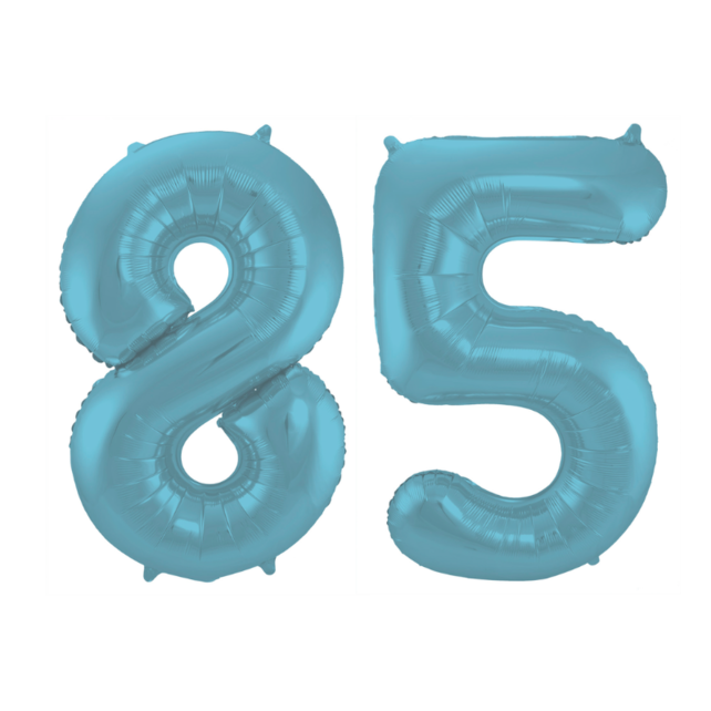 Folieballon 85 jaar metallic pastel blauw mat 86cm