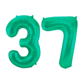 Folieballon 37 jaar metallic groen 86cm