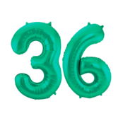 Folieballon 36 jaar metallic groen 86cm