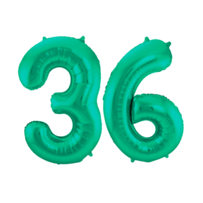 Folieballon 36 jaar metallic groen 86cm