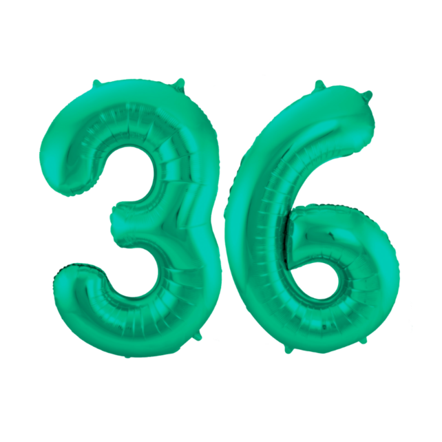 Folieballon 36 jaar metallic groen 86cm