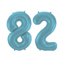 Folieballon 82 jaar metallic pastel blauw mat 86cm