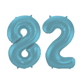 Folieballon 82 jaar metallic pastel blauw mat 86cm