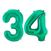 Folieballon 34 jaar metallic groen 86cm