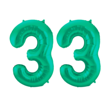 Folieballon 33 jaar metallic groen 86cm