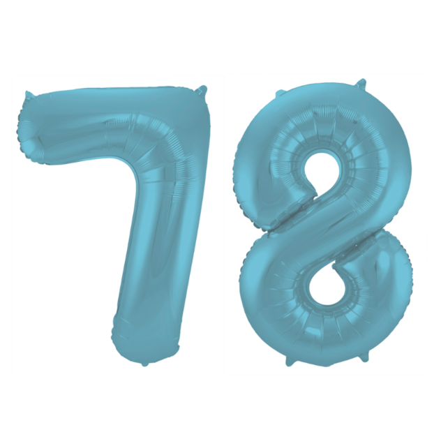 Folieballon 78 jaar metallic pastel blauw mat 86cm