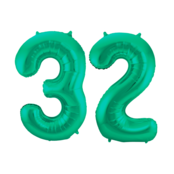 Folieballon 32 jaar metallic groen 86cm