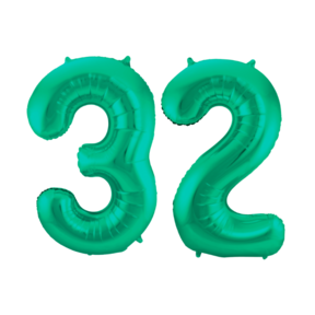 Folieballon 32 jaar metallic groen 86cm
