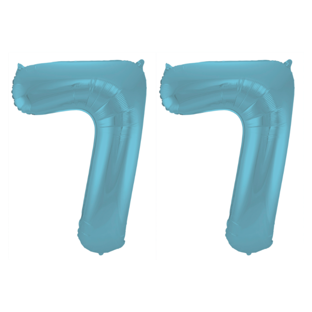 Folieballon 77 jaar metallic pastel blauw mat 86cm
