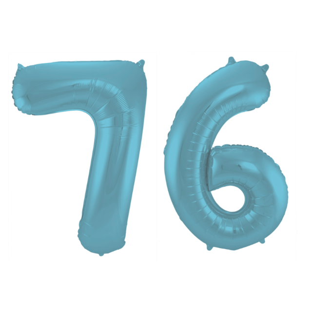 Folieballon 76 jaar metallic pastel blauw mat 86cm