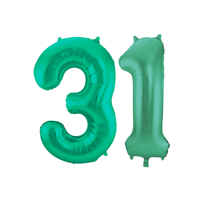 Folieballon 31 jaar metallic groen 86cm