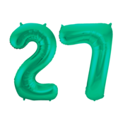 Folieballon 27 jaar metallic groen 86cm
