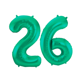 Folieballon 26 jaar metallic groen 86cm