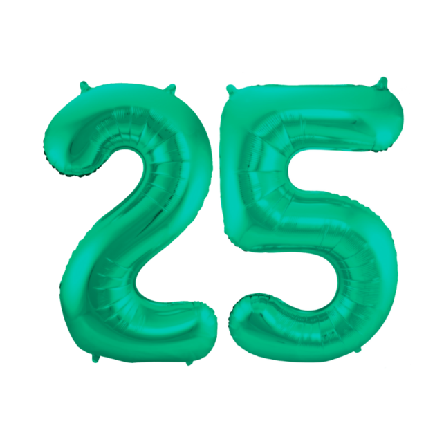 Folieballon 25 jaar metallic groen 86cm