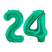 Folieballon 24 jaar metallic groen 86cm
