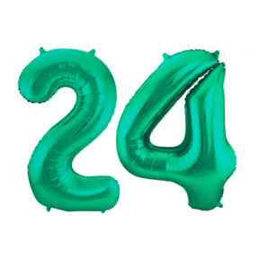 Folieballon 24 jaar metallic groen 86cm