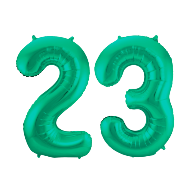 Folieballon 23 jaar metallic groen 86cm