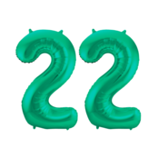 Folieballon 22 jaar metallic groen 86cm