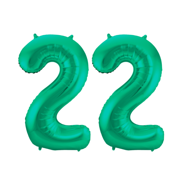 Folieballon 22 jaar metallic groen 86cm