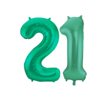 Folieballon 21 jaar metallic groen 86cm