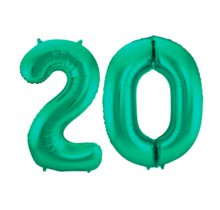 Folieballon 20 jaar metallic groen 86cm