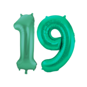 Folieballon 19 jaar metallic groen 86cm