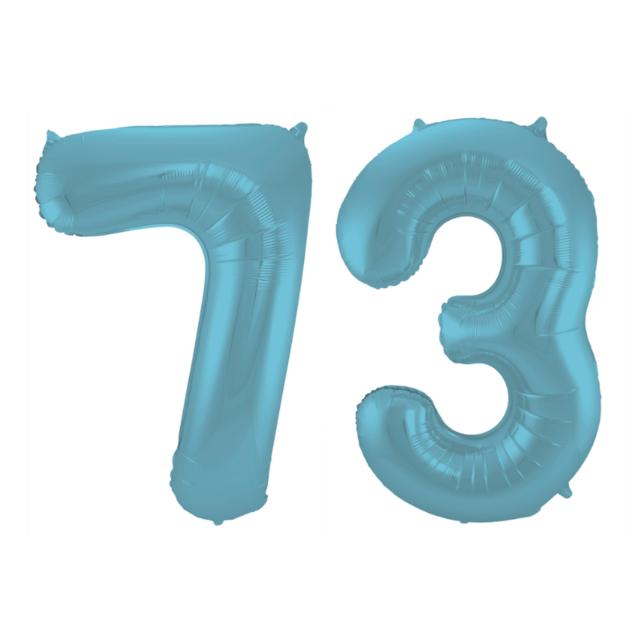 Folieballon 73 jaar metallic pastel blauw mat 86cm
